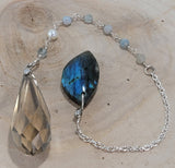 Smokey Quartz and Aquamarine Dew Drop Pendulum