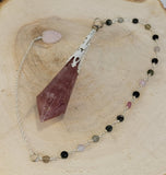 Strawberry Quartz and Tourmaline Celestial Prism Pendulum