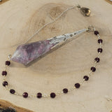 Unicorn Stone and Garnet Celestial Prism Pendulum