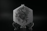 4" Selenite Engraved Hexagonal Plate - Unicorn