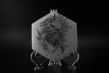 4" Selenite Engraved Hexagonal Plate - Unicorn