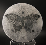 6" Engraved Selenite Charging Plate - Hand Painted Butterfly