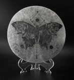 6" Engraved Selenite Charging Plate - Hand Painted Butterfly