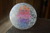 Hand Painted Hamsa Etched Selenite Charging Plate - Old Souls Outpost