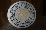 Hand Painted Zodiac Etched Selenite Charging Plate - Old Souls Outpost