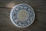 Hand Painted Zodiac Etched Selenite Charging Plate - Old Souls Outpost