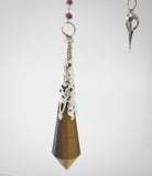 Tiger's Eye and Rhodolite Garnet Celestial Prism Pendulum