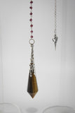 Tiger's Eye and Rhodolite Garnet Celestial Prism Pendulum