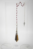 Tiger's Eye and Rhodolite Garnet Celestial Prism Pendulum