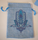 Burlap Embellished Hamsa Tarot Bag - Old Souls Outpost 