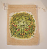 Burlap Green Man Tarot Bag - Old Souls Outpost 