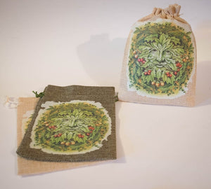 Burlap Green Man Tarot Bag - Old Souls Outpost 