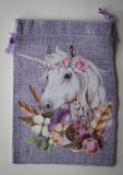 Burlap Unicorn and Crystals Tarot Bag - Old Souls Outpost 