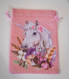 Burlap Unicorn and Crystals Tarot Bag - Old Souls Outpost 