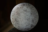 Hamsa Etched Selenite Charging Plate - Old Souls Outpost 