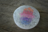 Hand Painted Hamsa Etched Selenite Charging Plate - Old Souls Outpost 