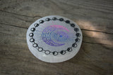 Hand Painted Moon Phases Etched Selenite Charging Plate - Old Souls Outpost 