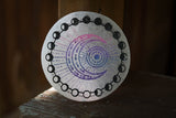 Hand Painted Moon Phases Etched Selenite Charging Plate - Old Souls Outpost 