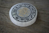 Hand Painted Zodiac Etched Selenite Charging Plate - Old Souls Outpost 