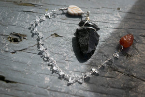 Native Spirit Pendulum II - Obsidian, Howlite, Quartz & Carnelian - Old Souls Outpost 