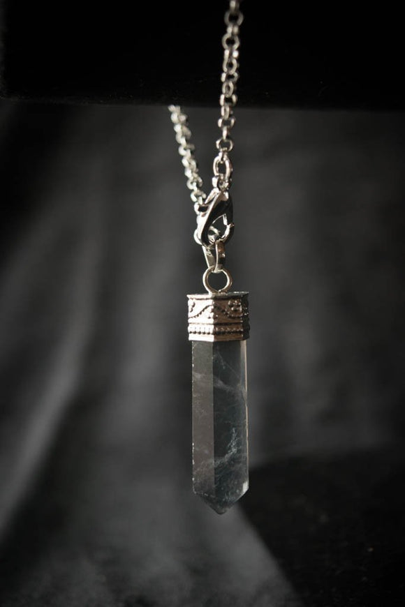 Polished Green Fluorite and Sterling Pendulum - Old Souls Outpost 