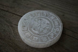 Zodiac Etched Selenite Charging Plate - Old Souls Outpost 